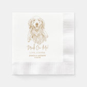 Golden Retriever Hund Custom Hand Zeichnend Hochze Serviette (Vorderseite)