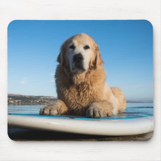 Golden retriever-Hund, der auf ein Paddel-Brett Mousepad (Vorne)