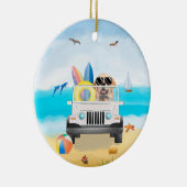 Golden Retriever Hund Driving on Beach Keramik Ornament (Rechts)