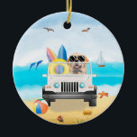 Golden Retriever Hund Driving on Beach Keramik Ornament<br><div class="desc">Ein Golden Retriever Hund,  der am Strand fährt,  ist eine Geschenkidee für jemanden,  der diese Hundezüchtung Liebe hat.</div>