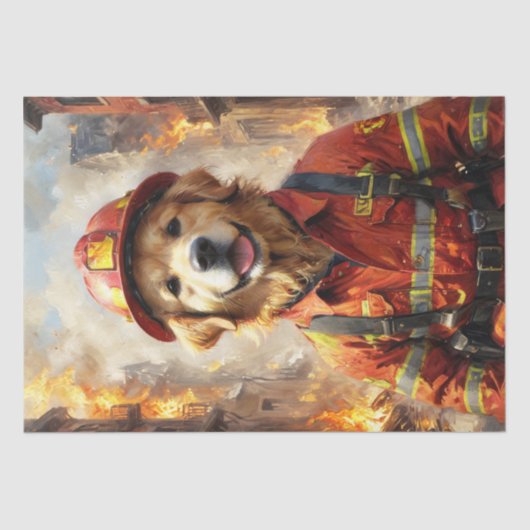Golden Retriever Hund Firefighter - Decoupage - Seidenpapier (Vorderseite)