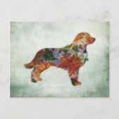 Golden Retriever Hund floral on Green Postkarte (Vorderseite)