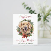 Golden Retriever Hund Frohe Weihnachtskarte (Stehend Vorderseite)