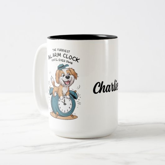 Golden Retriever Hund Funny Alarm Clock Zweifarbige Tasse (Vorderseite Links)