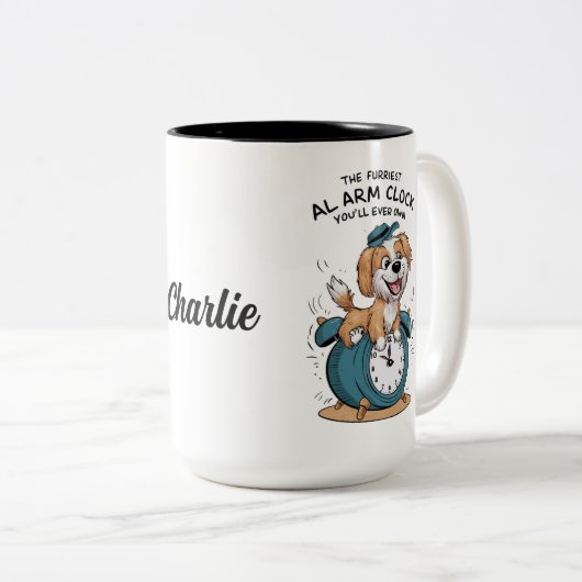 Golden Retriever Hund Funny Alarm Clock Zweifarbige Tasse (VorderseiteRechts)