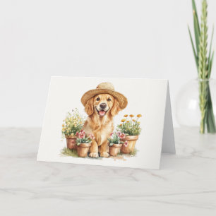 Golden Retriever Hund Gärtnern Blumenkübel Karte