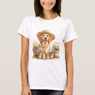 Golden Retriever Hund Gärtnern Blumenkübel T-Shirt