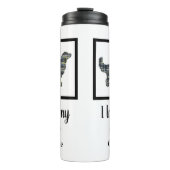 Golden Retriever Hund Gelb & Blau Silhouette Thermosbecher (Vorderseite)