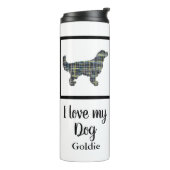 Golden Retriever Hund Gelb & Blau Silhouette Thermosbecher (Nach links gedreht)