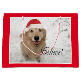 Golden retriever-Hund glauben Weihnachten Große Geschenktüte
