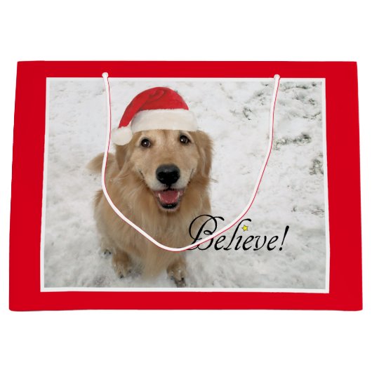 Golden retriever-Hund glauben Weihnachten Große Geschenktüte (Vorderseite)