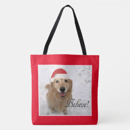Golden retriever-Hund glauben Weihnachten Tasche