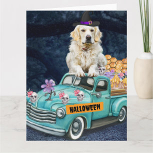 Golden Retriever Hund Halloween LKW Beängstigende  Karte