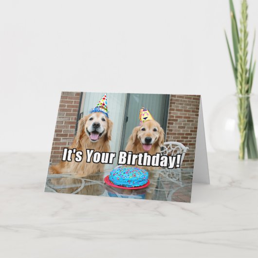 Golden Retriever Hund Happy Birthday Cake Karte (Vorderseite)