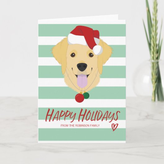 Golden Retriever Hund Happy Holidays Weihnachten Karte (Vorderseite)