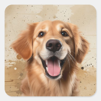 Golden Retriever Hund Haustier Tier Quadratischer Aufkleber
