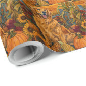 Golden Retriever Hund Herbst Ernte Erntedank Geschenkpapier (Rolleneckpunkt)