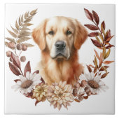 Golden Retriever Hund Herbstkranz Fliese (Vorderseite)
