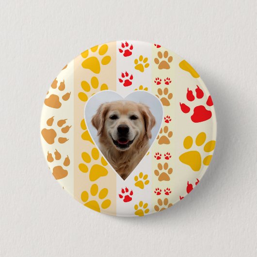 Golden Retriever Hund Herz Paws Print Button (Vorderseite)
