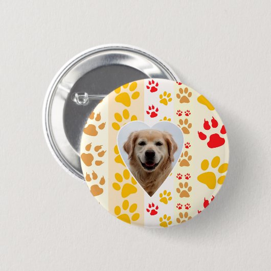 Golden Retriever Hund Herz Paws Print Button (Vorne & Hinten)