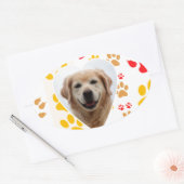 Golden Retriever Hund Herz Paws Print Ovaler Aufkleber (Umschlag)