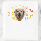 Golden Retriever Hund Herz Paws Print Ovaler Aufkleber (Tasche)