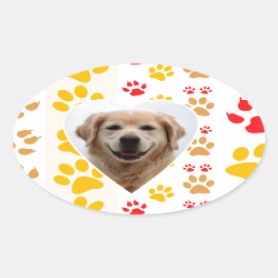 Golden Retriever Hund Herz Paws Print Ovaler Aufkleber