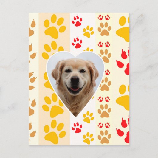 Golden Retriever Hund Herz Paws Print Postkarte (Vorderseite)