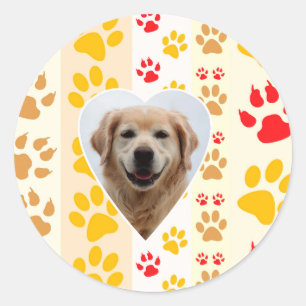 Golden Retriever Hund Herz Paws Print Runder Aufkleber