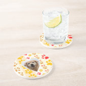 Golden Retriever Hund Herz Paws Print Sandstein Untersetzer (Seite)