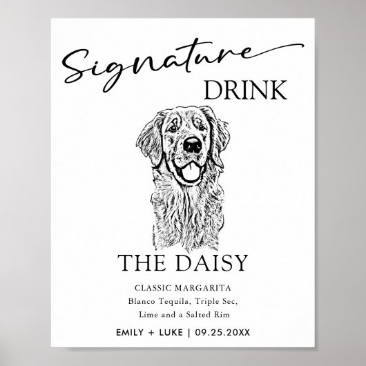 Golden Retriever Hund Hochzeit Signature Drink Zei Poster (Vorne)