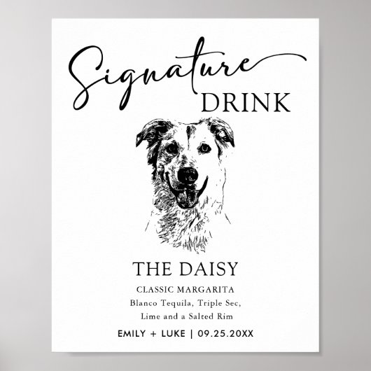 Golden Retriever Hund Hochzeit Signature Drink Zei Poster (Vorne)