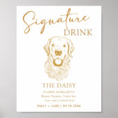Golden Retriever Hund Hochzeit Signature Drink Zei Poster (Vorne)