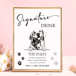 Golden Retriever Hund Hochzeit Signature Drink Zei Poster