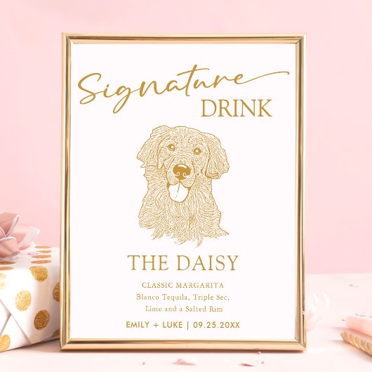 Golden Retriever Hund Hochzeit Signature Drink Zei Poster