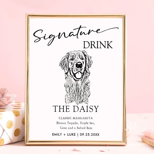 Golden Retriever Hund Hochzeit Signature Drink Zei Poster