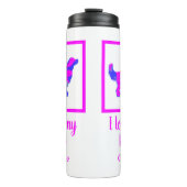 Golden Retriever Hund Hot Pink & Blue Silhouette Thermosbecher (Vorderseite)