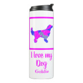 Golden Retriever Hund Hot Pink & Blue Silhouette Thermosbecher (Nach links gedreht)