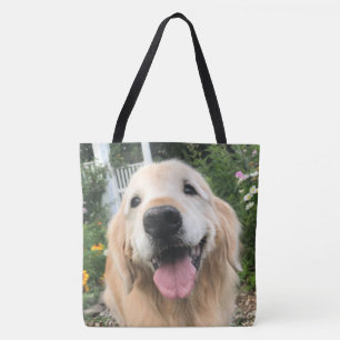 Golden Retriever Hund im Blumengarten Tasche