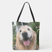 Golden Retriever Hund im Blumengarten Tasche (Rückseite)