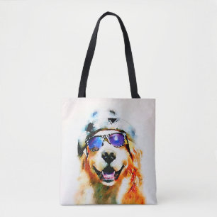 Golden retriever-Hund im Hut und in der Tasche