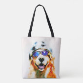 Golden retriever-Hund im Hut und in der Tasche (Rückseite)