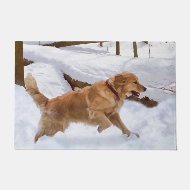 Golden retriever-Hund im Schnee Fußmatte (Vorderseite)