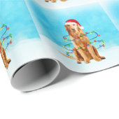 Golden Retriever Hund im Schnee mit Weihnachtsmann Geschenkpapier (Rolleneckpunkt)