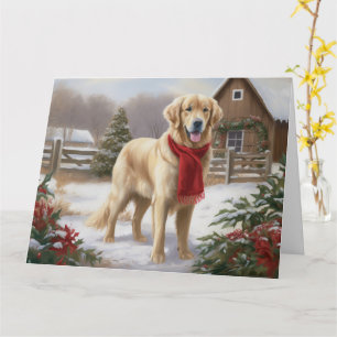 Golden Retriever Hund im Schnee Weihnachten  Karte