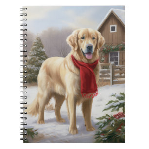 Golden Retriever Hund im Schnee Weihnachten  Notizblock