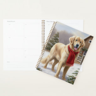 Golden Retriever Hund im Schnee Weihnachten Planer