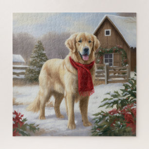 Golden Retriever Hund im Schnee Weihnachten Puzzle