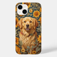 Golden Retriever Hund im Sonnenblumenfeld