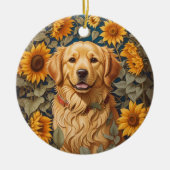 Golden Retriever Hund im Sonnenblumenfeld Keramik Ornament (Vorne)